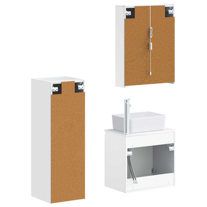 Bathroom Furniture Set 4 pcs White Engineered Wood and Glass
