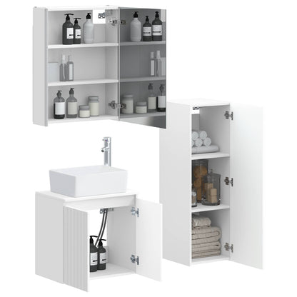 Bathroom Furniture Set 4 pcs White Engineered Wood and Glass