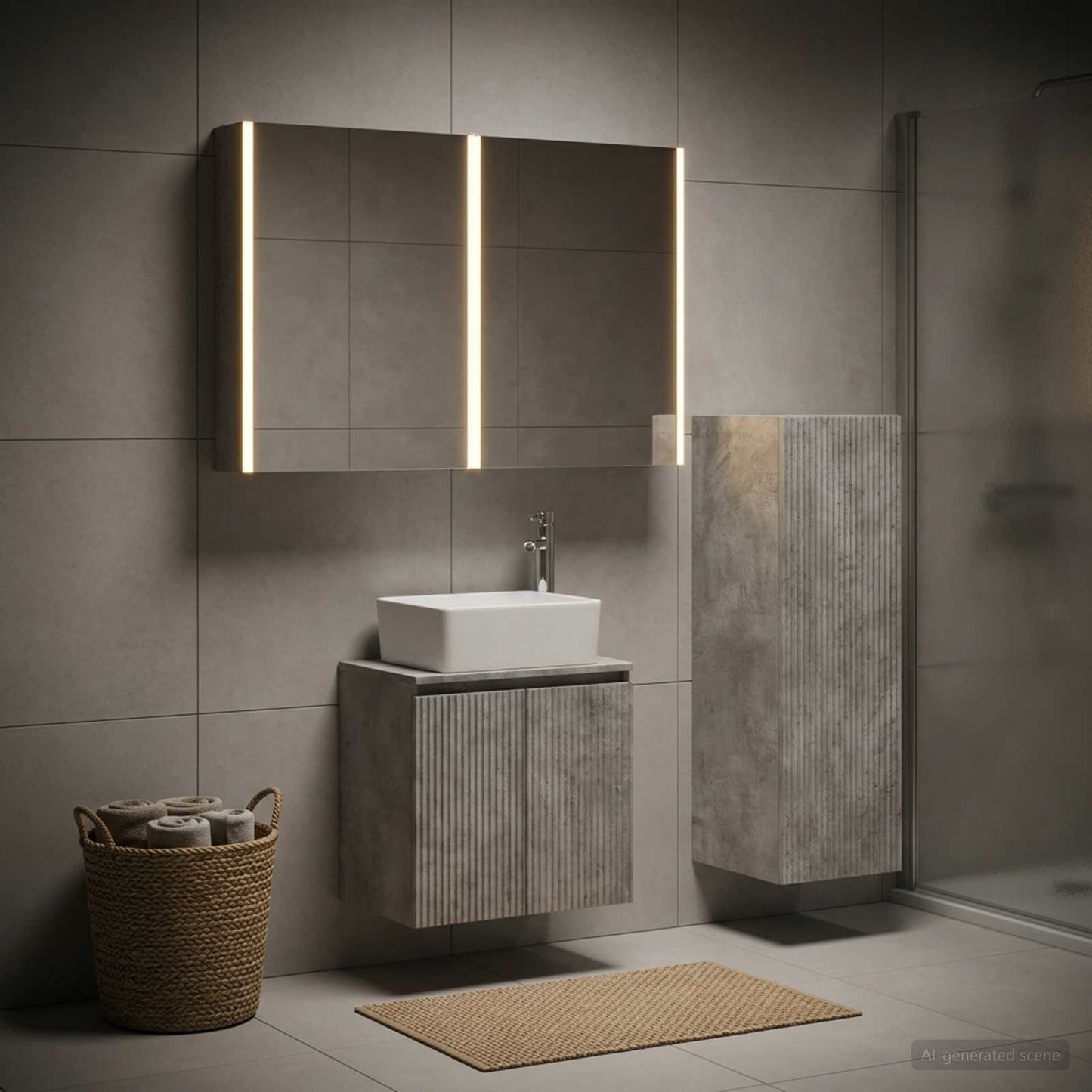 Bathroom Furniture Set 4 pcs Concrete Grey