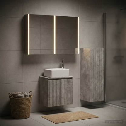 Bathroom Furniture Set 4 pcs Concrete Grey