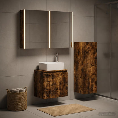 Bathroom Furniture Set 4 pcs Smoked Oak