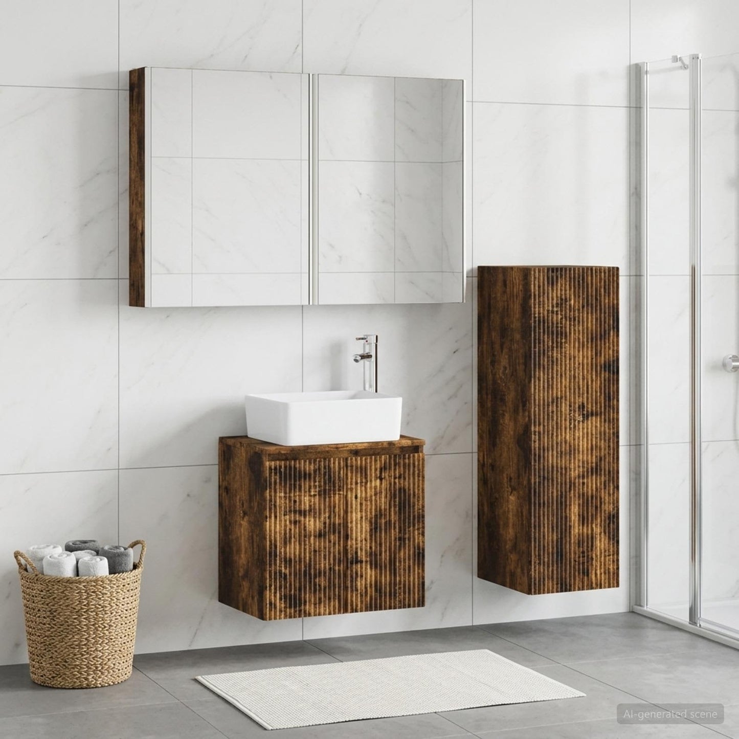 Bathroom Furniture Set 4 pcs Smoked Oak