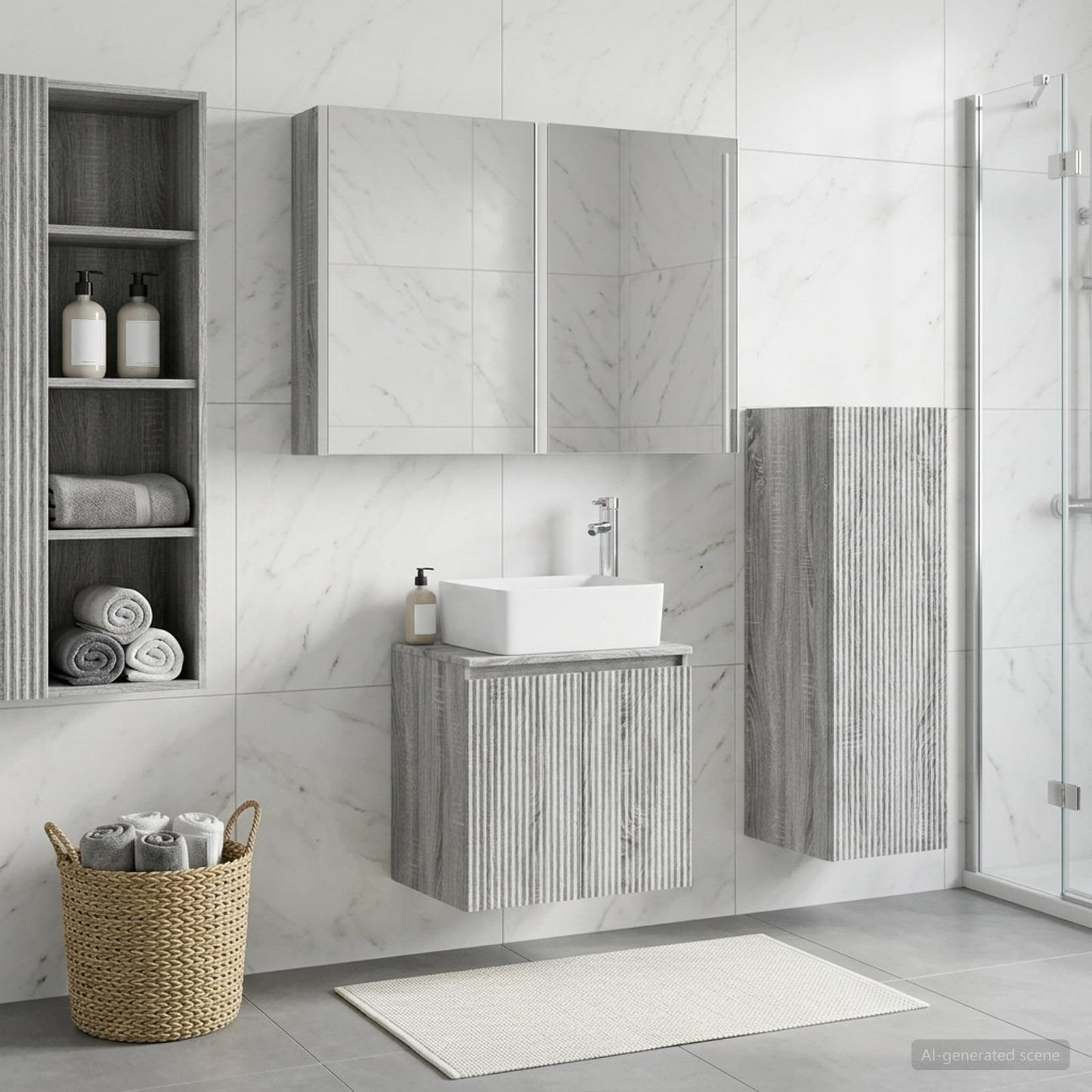 Bathroom Furniture Set 4 pcs Grey Sonoma