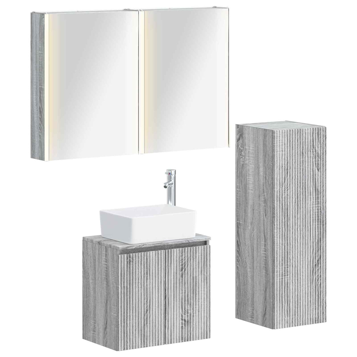 Bathroom Furniture Set 4 pcs Grey Sonoma