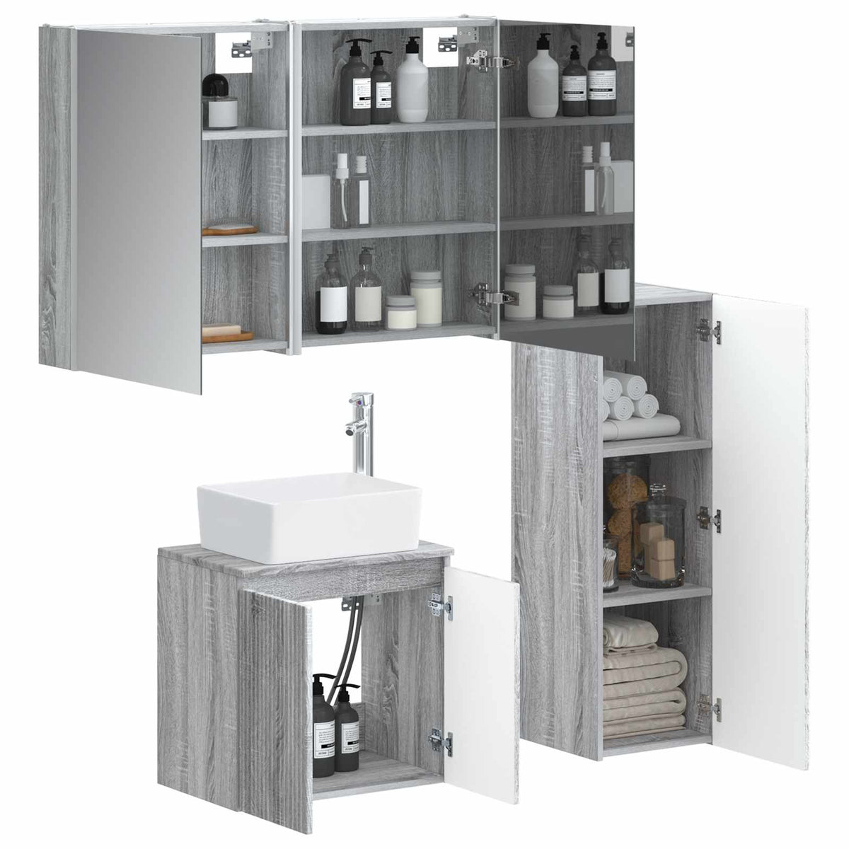 Bathroom Furniture Set 4 pcs Grey Sonoma