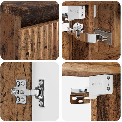 Bathroom Furniture Set 4 pcs Old Wood Engineered Wood and Glass