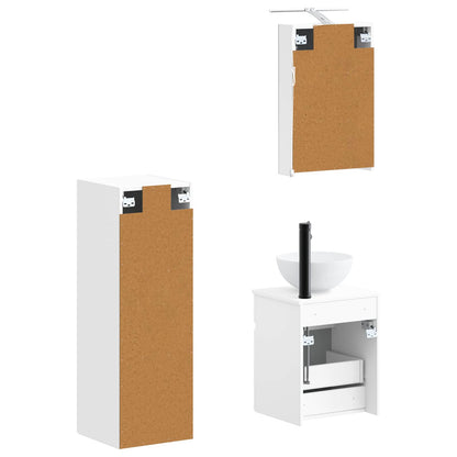 Bathroom Furniture Set 4 pcs White Engineered Wood and Glass