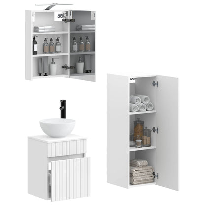 Bathroom Furniture Set 4 pcs White Engineered Wood and Glass