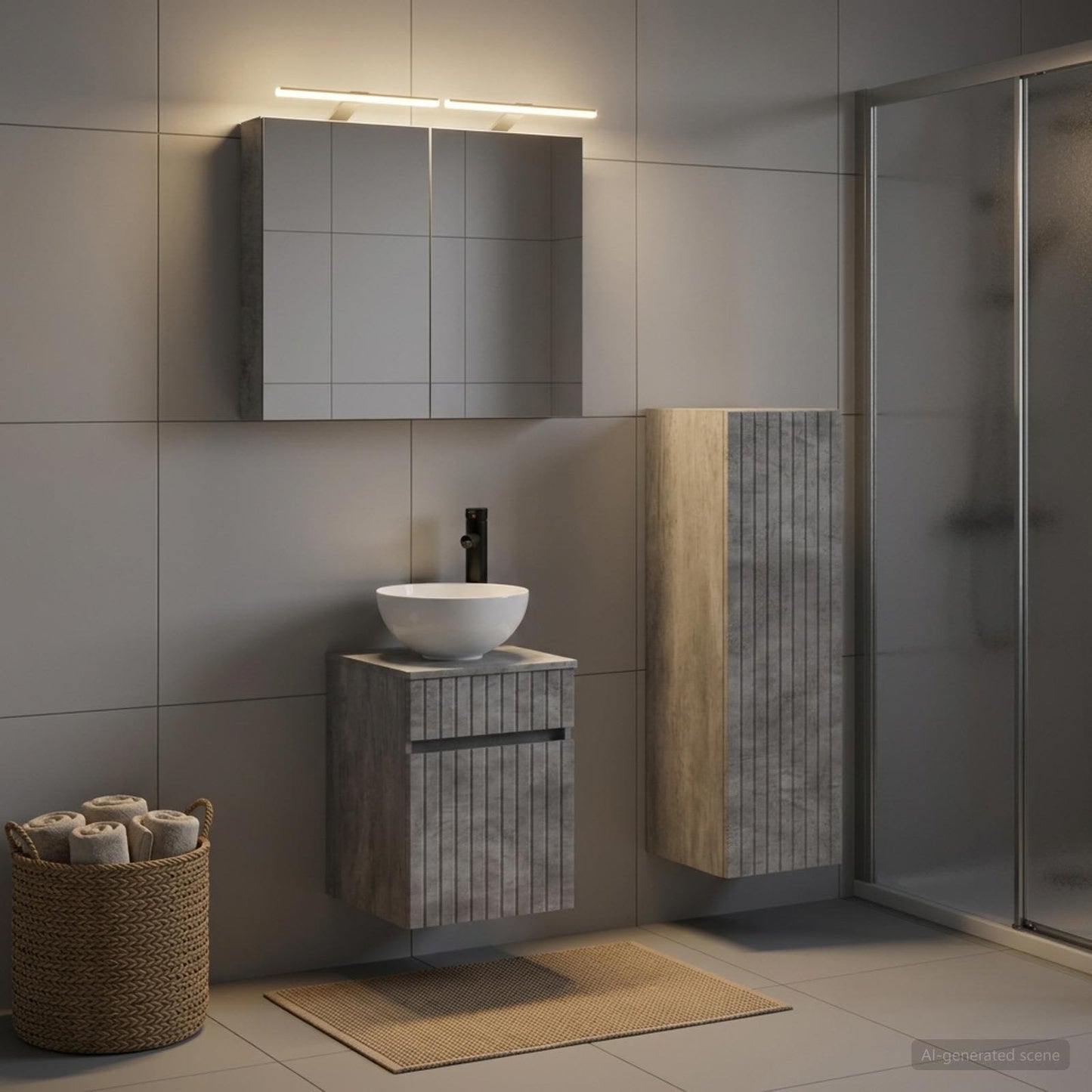 Bathroom Furniture Set 4 pcs Concrete Grey
