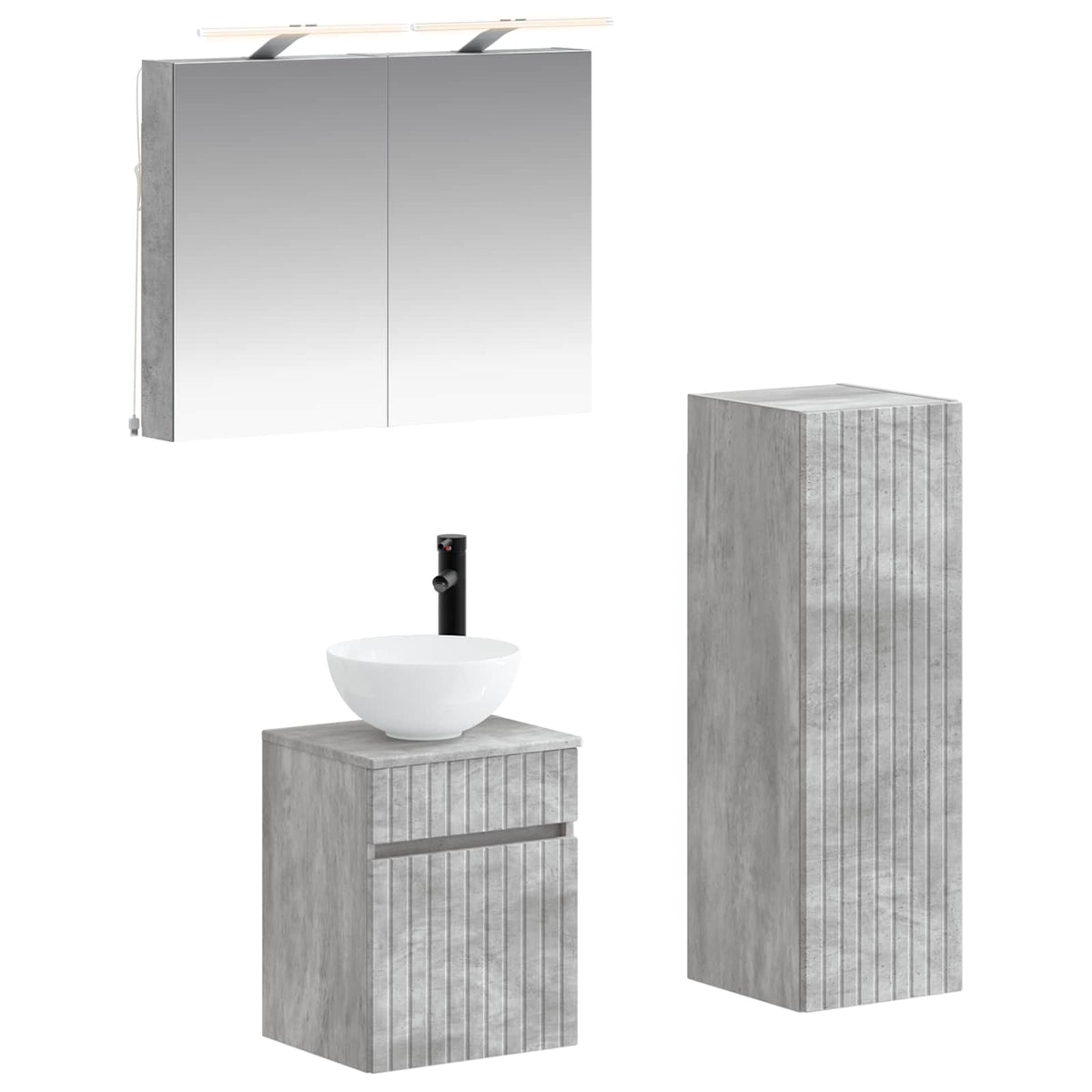 Bathroom Furniture Set 4 pcs Concrete Grey