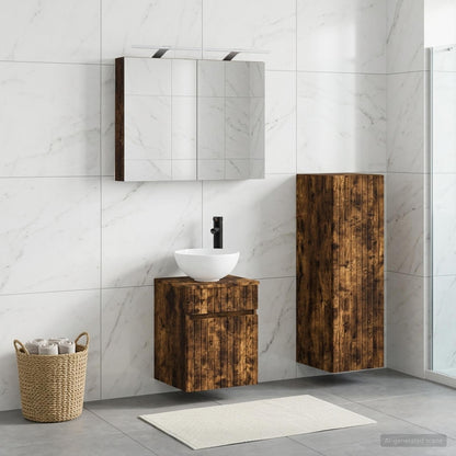 Bathroom Furniture Set 4 pcs Smoked Oak