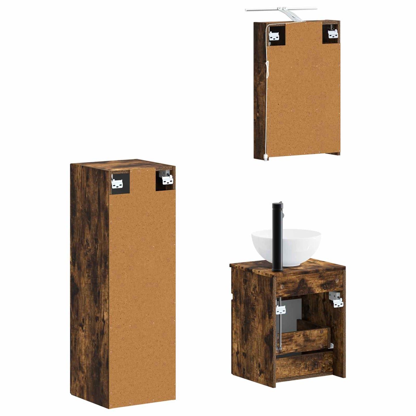 Bathroom Furniture Set 4 pcs Smoked Oak