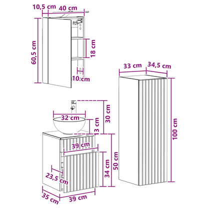 Bathroom Furniture Set 4 pcs Smoked Oak