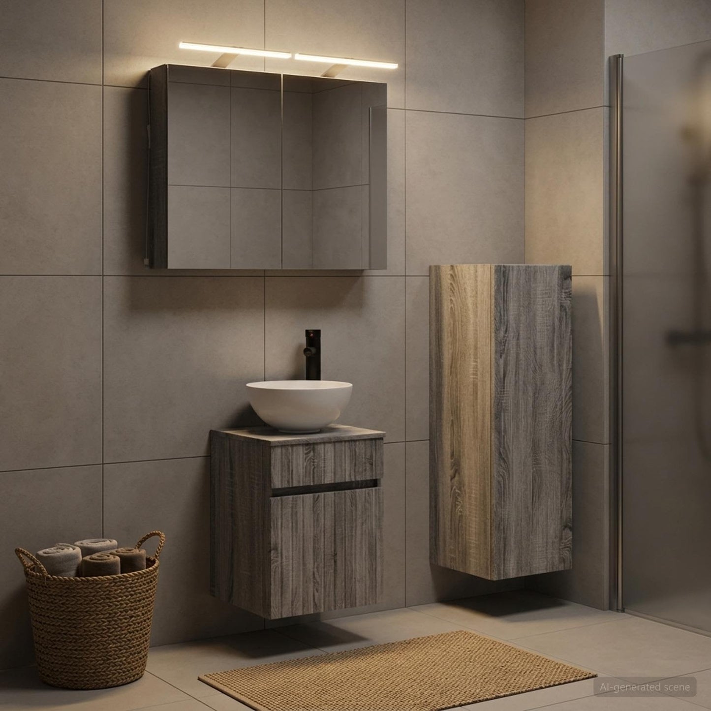 Bathroom Furniture Set 4 pcs Grey Sonoma