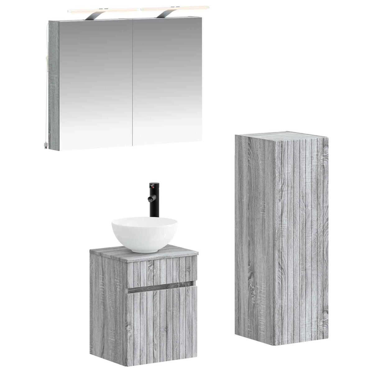 Bathroom Furniture Set 4 pcs Grey Sonoma