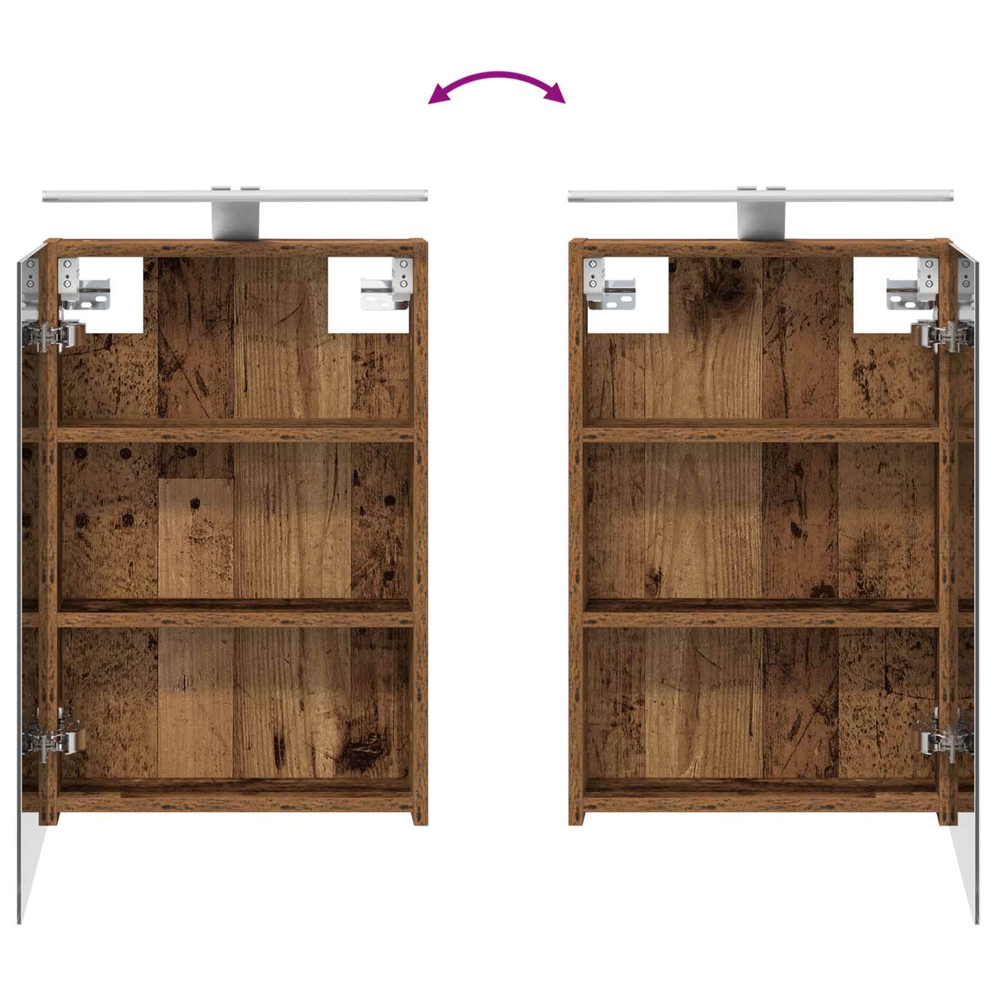 Bathroom Furniture Set 4 pcs Old Wood Engineered Wood and Glass