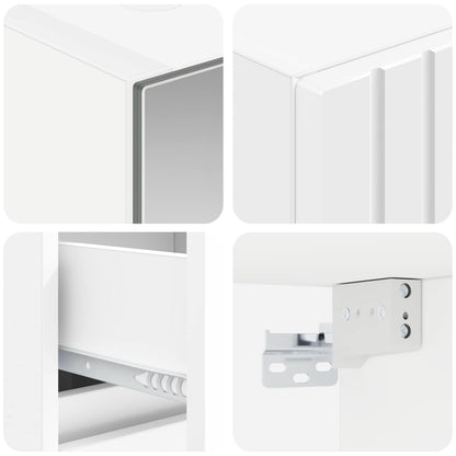 Bathroom Furniture Set 4 pcs White Engineered Wood and Glass