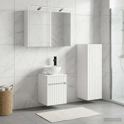 Bathroom Furniture Set 4 pcs White Engineered Wood and Glass