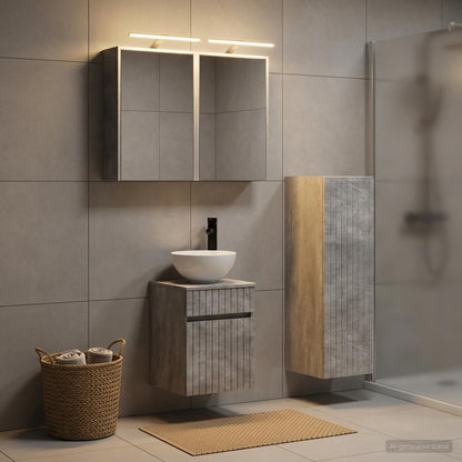 Bathroom Furniture Set 4 pcs Concrete Grey