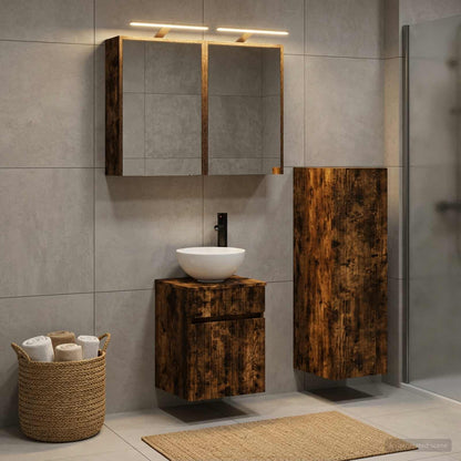 Bathroom Furniture Set 4 pcs Smoked Oak