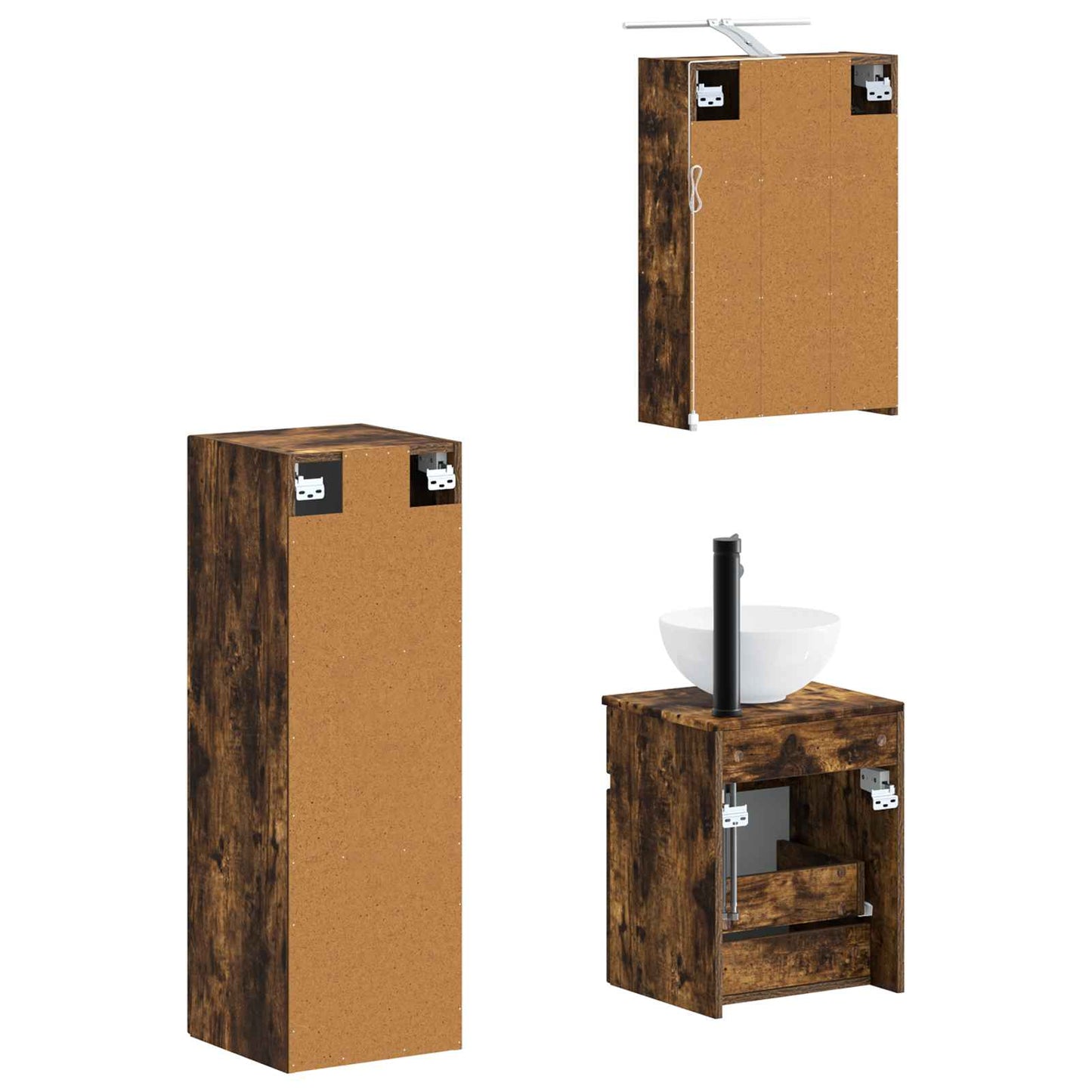 Bathroom Furniture Set 4 pcs Smoked Oak