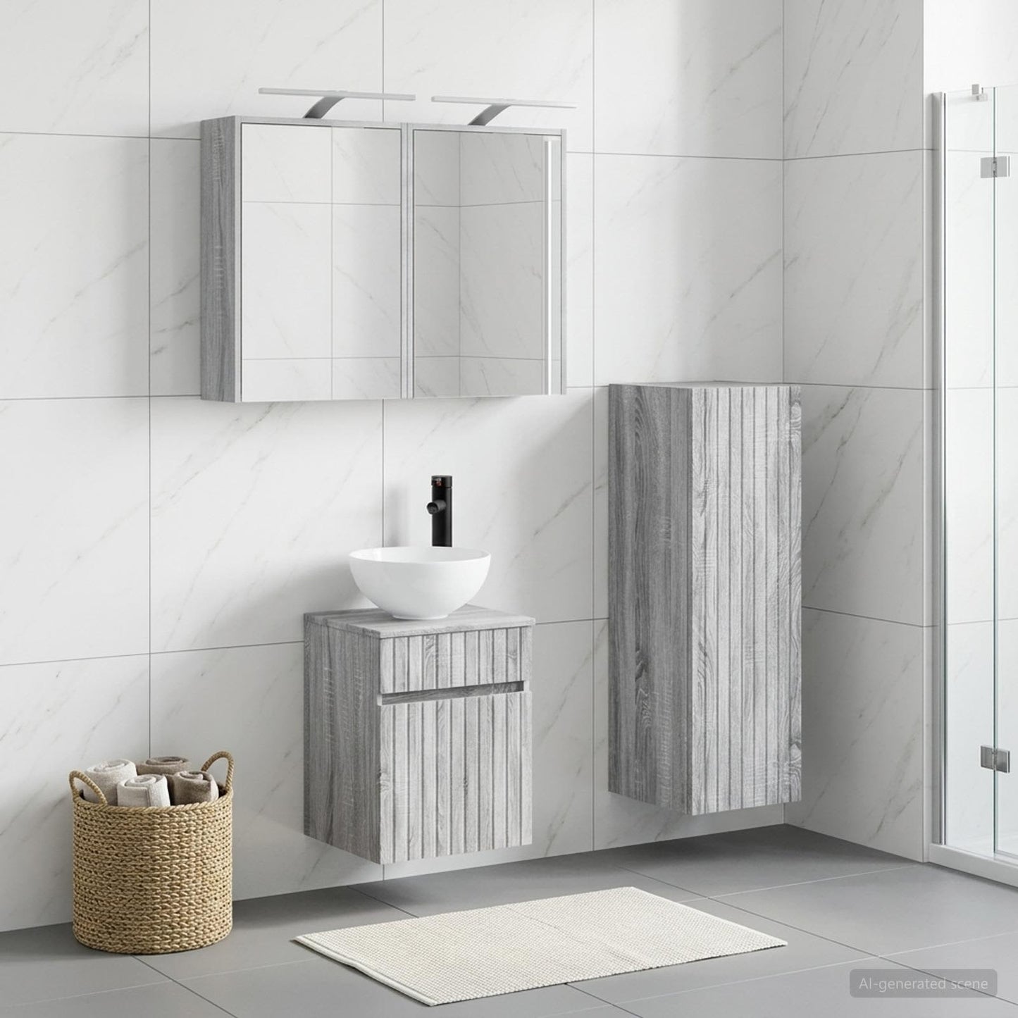Bathroom Furniture Set 4 pcs Grey Sonoma