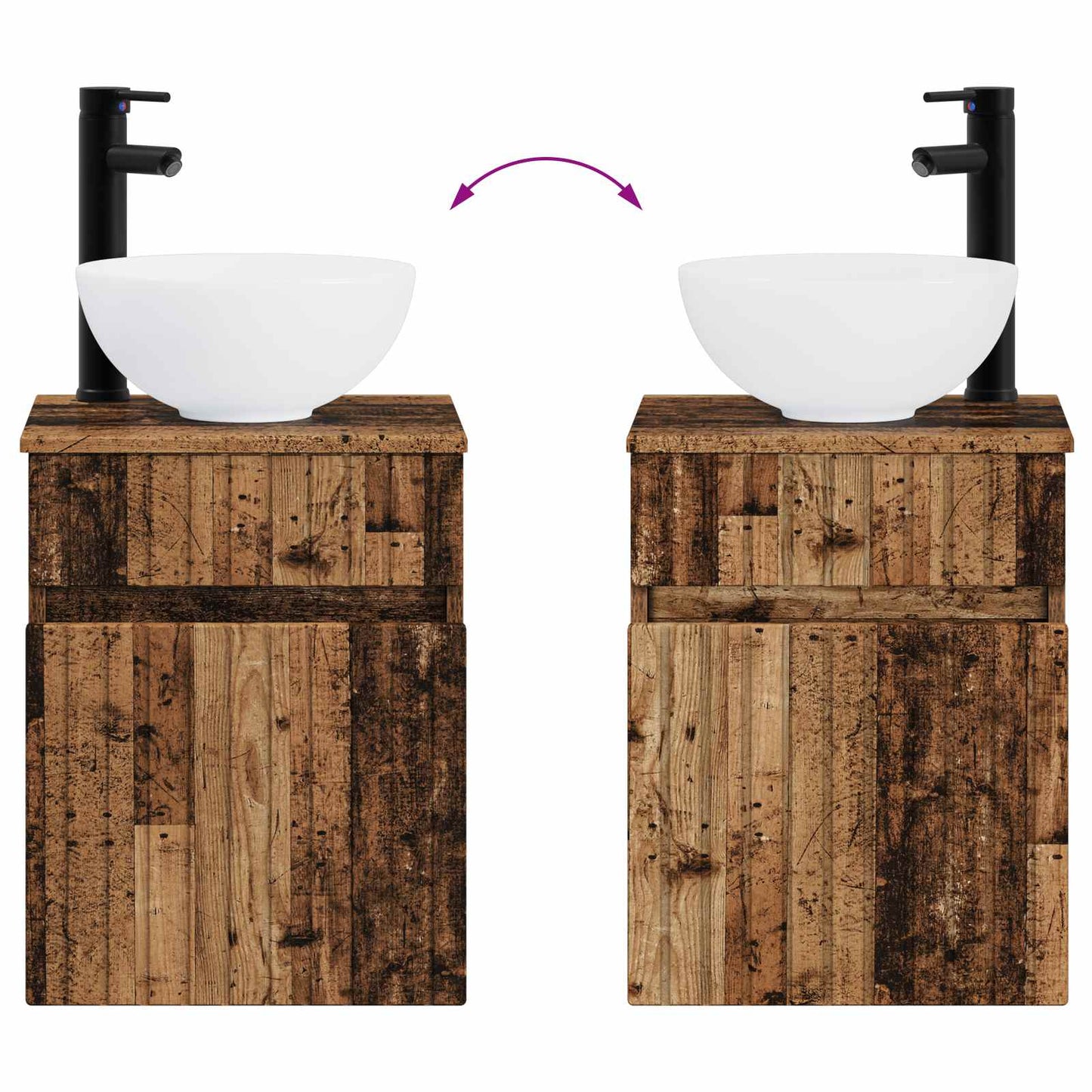 Bathroom Furniture Set 4 pcs Old Wood Engineered Wood and Glass
