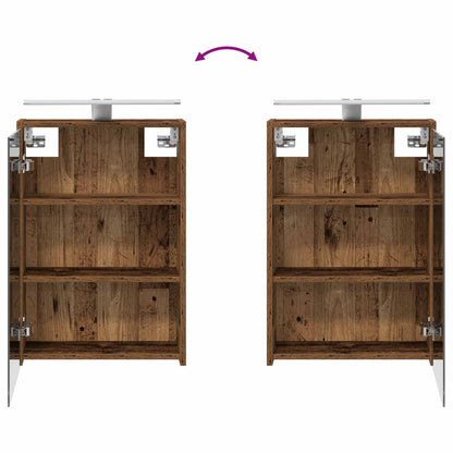 Bathroom Furniture Set 4 pcs Old Wood Engineered Wood and Glass