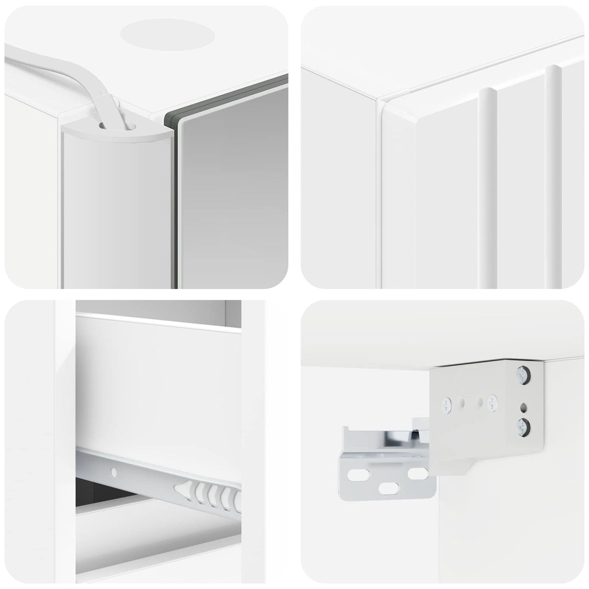 Bathroom Furniture Set 4 pcs White Engineered Wood and Glass