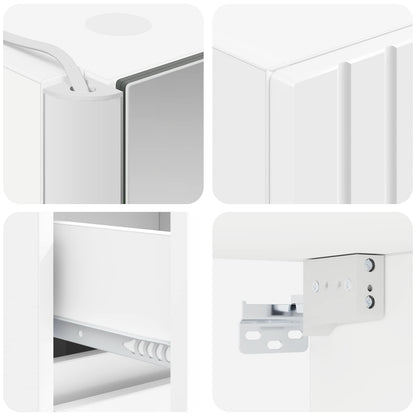 Bathroom Furniture Set 4 pcs White Engineered Wood and Glass
