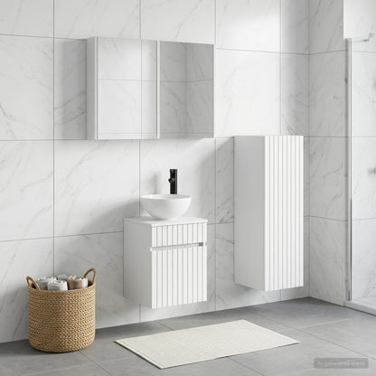 Bathroom Furniture Set 4 pcs White Engineered Wood and Glass