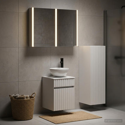 Bathroom Furniture Set 4 pcs White Engineered Wood and Glass