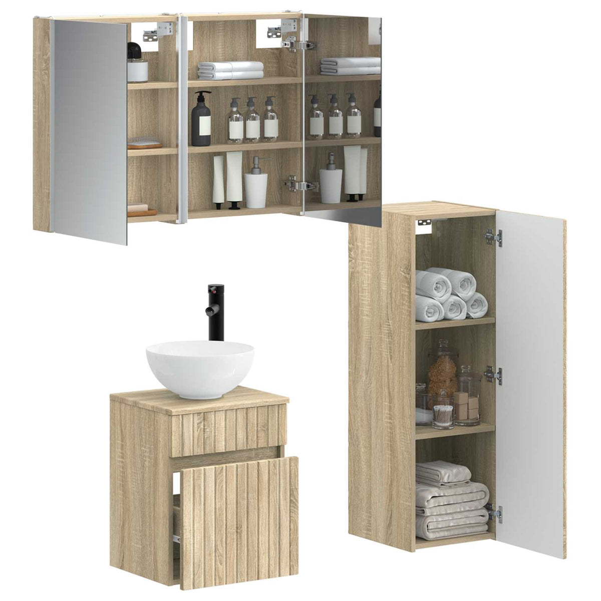 Bathroom Furniture Set 4 pcs Sonoma Oak