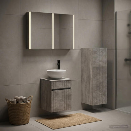 Bathroom Furniture Set 4 pcs Concrete Grey