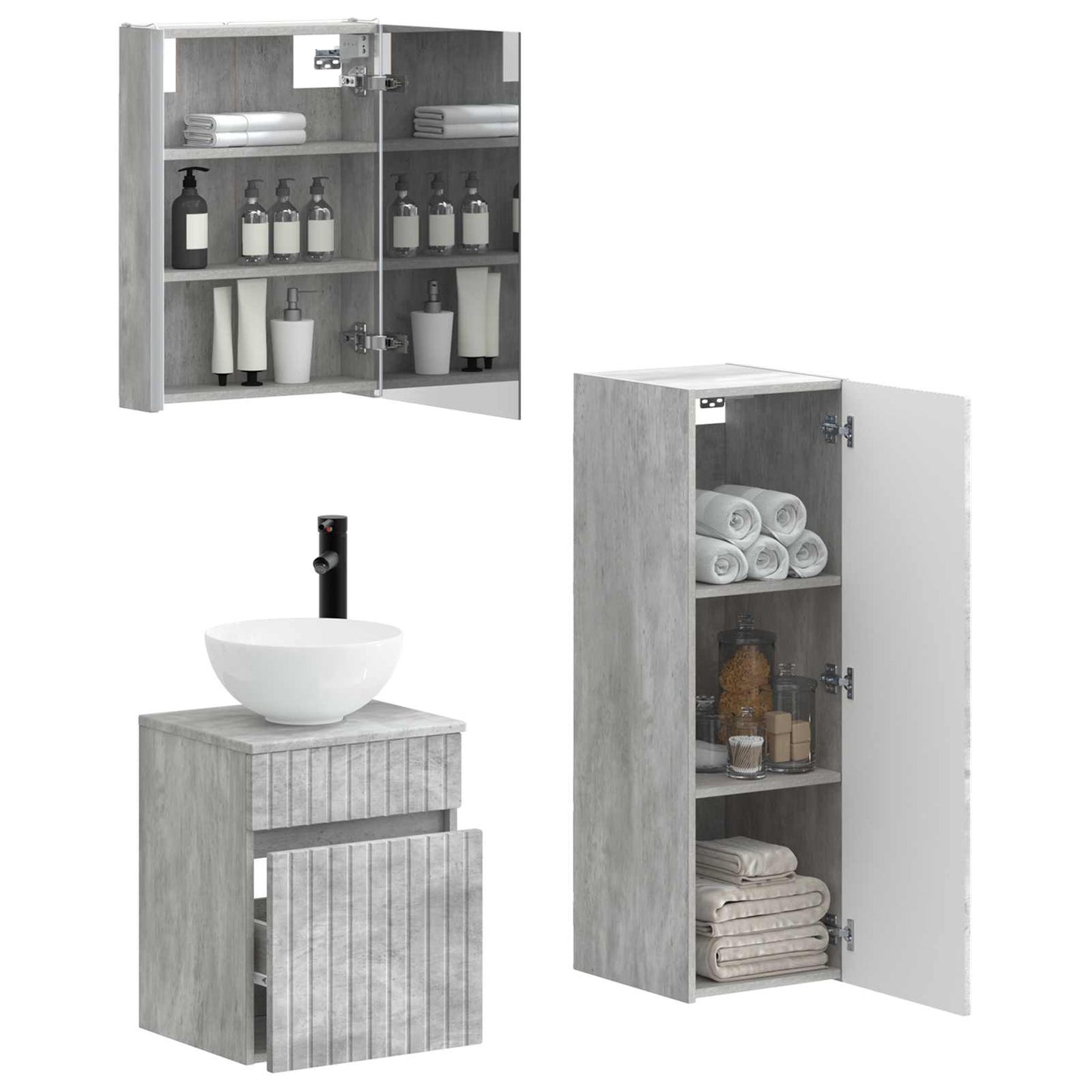 Bathroom Furniture Set 4 pcs Concrete Grey