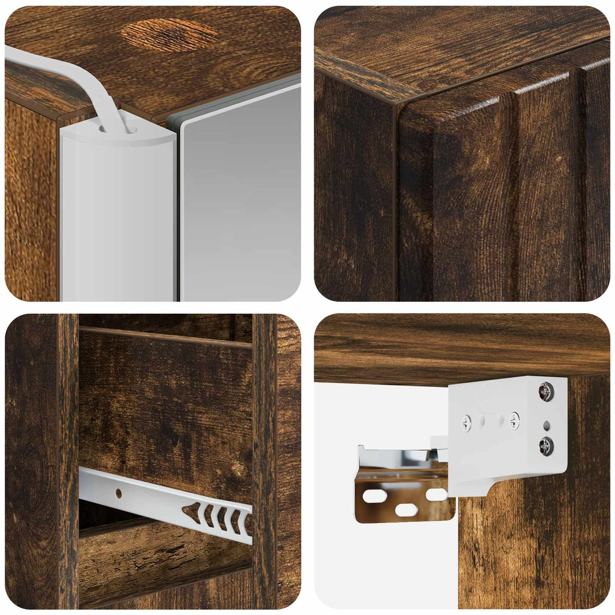 Bathroom Furniture Set 4 pcs Smoked Oak
