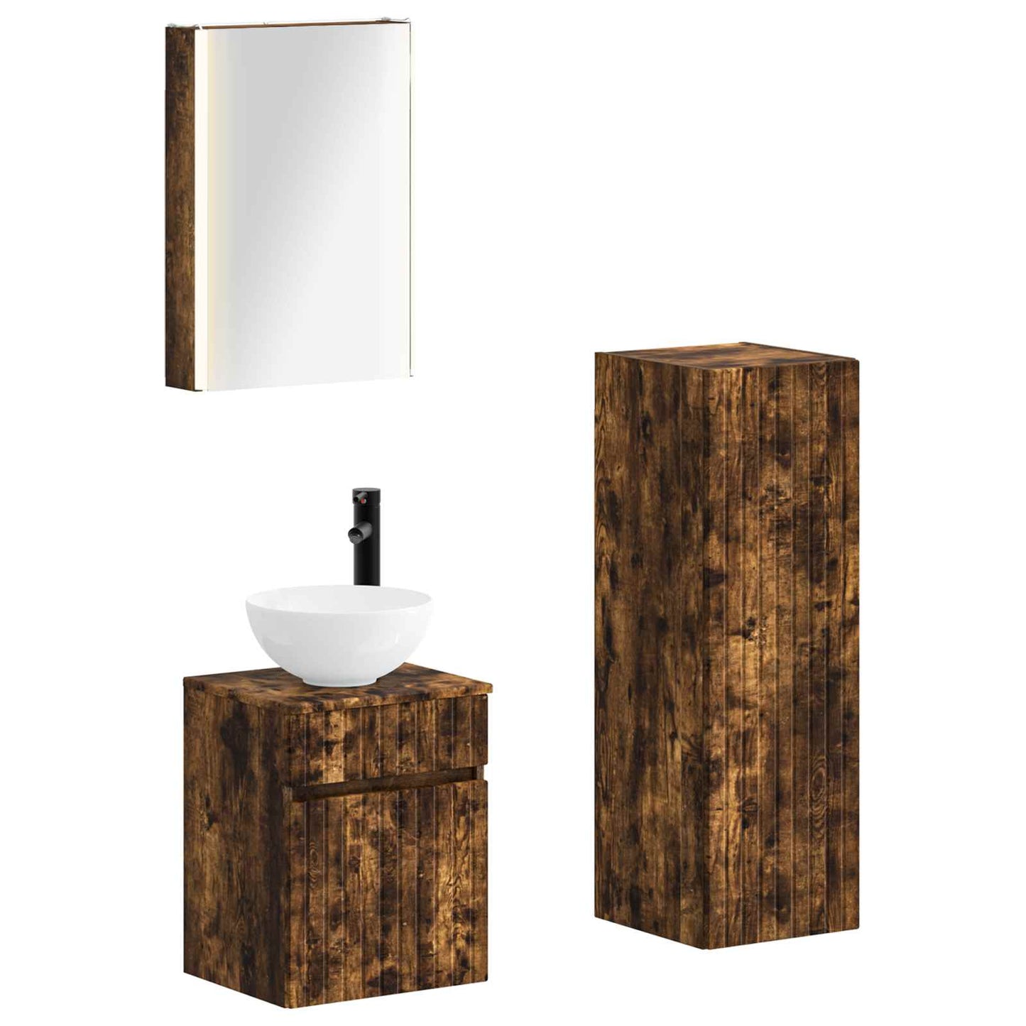 Bathroom Furniture Set 4 pcs Smoked Oak