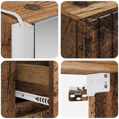 Bathroom Furniture Set 4 pcs Old Wood Engineered Wood and Glass
