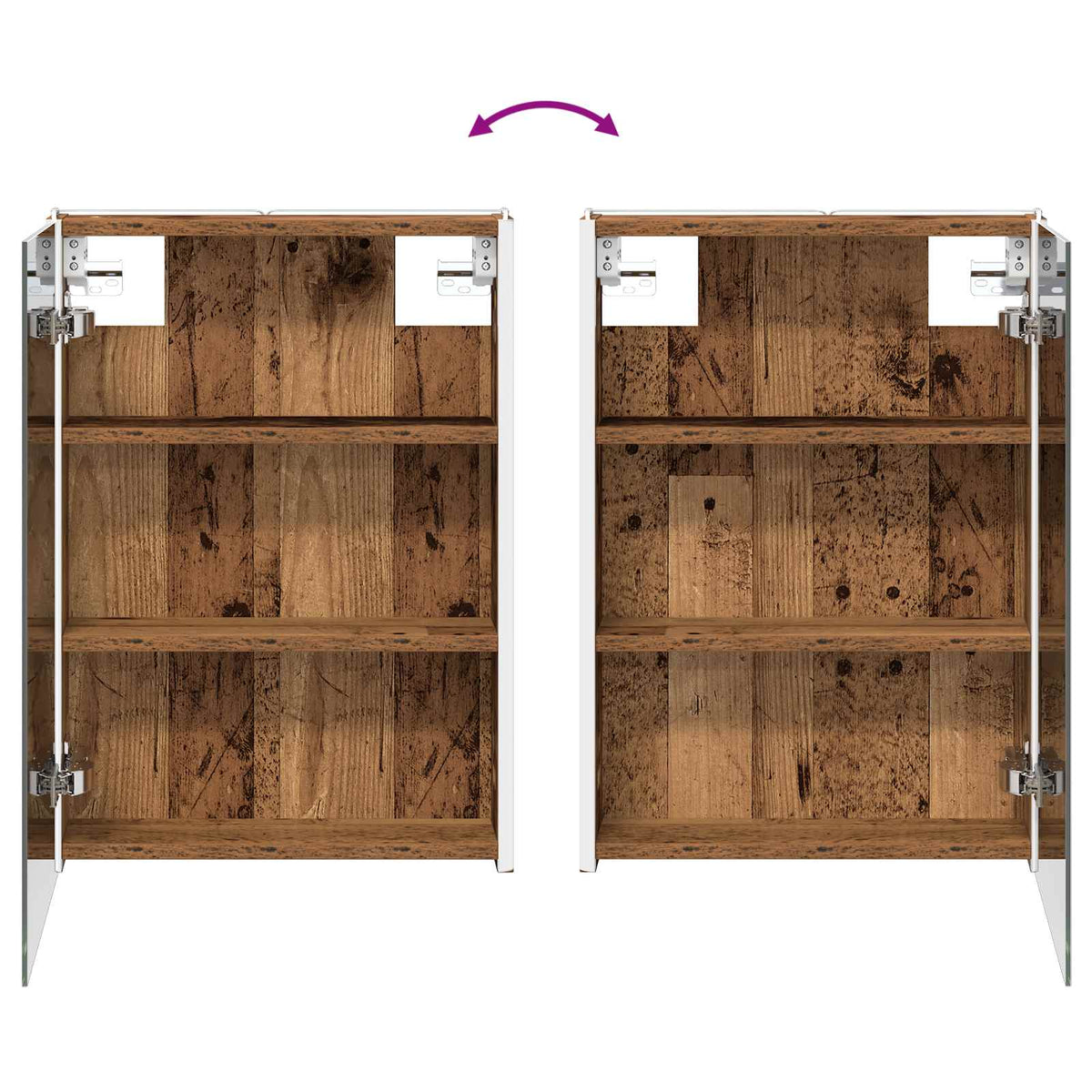 Bathroom Furniture Set 4 pcs Old Wood Engineered Wood and Glass