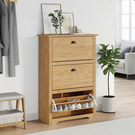 Shoe Rack BODO 80 x 35 x 118 cm Engineered Wood Honey Brown