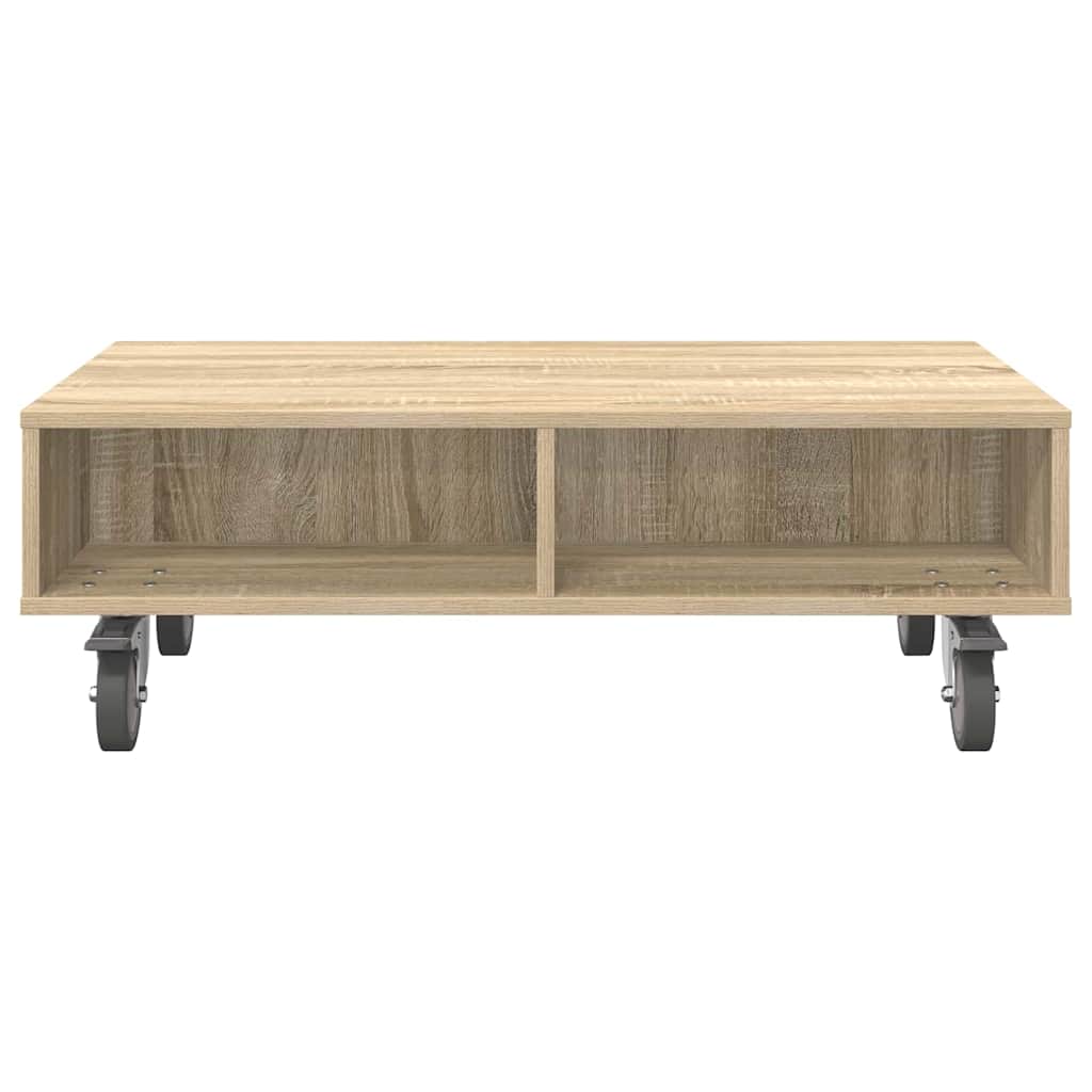 Side Table with Wheels Sonoma Oak 90 x 50 x 30 cm