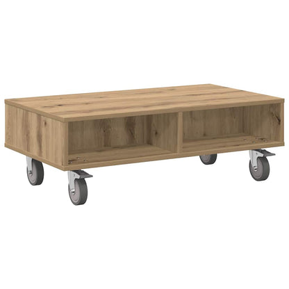 Side Table with Wheels Artisan Oak 90 x 50 x 30 cm