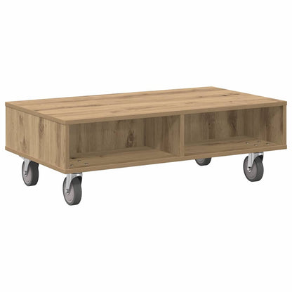 Side Table with Wheels Artisan Oak 90 x 50 x 30 cm