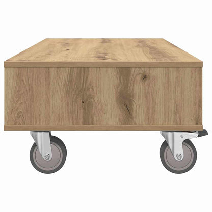 Side Table with Wheels Artisan Oak 90 x 50 x 30 cm