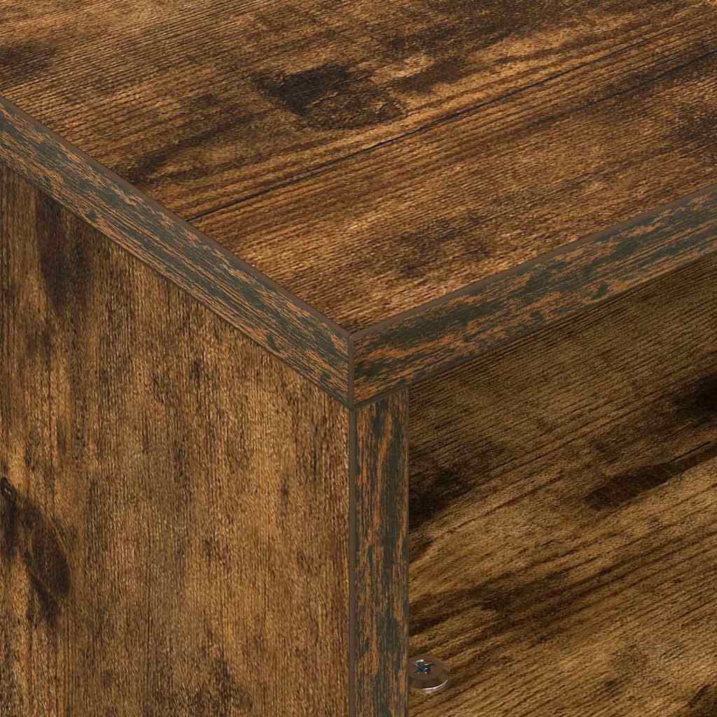 Side Table with Wheels Smoked Oak 50.5 x 50 x 30 cm