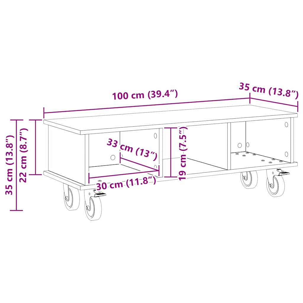 TV Stand 100 x 35 x 35 cm Artisan Oak Engineered Wood
