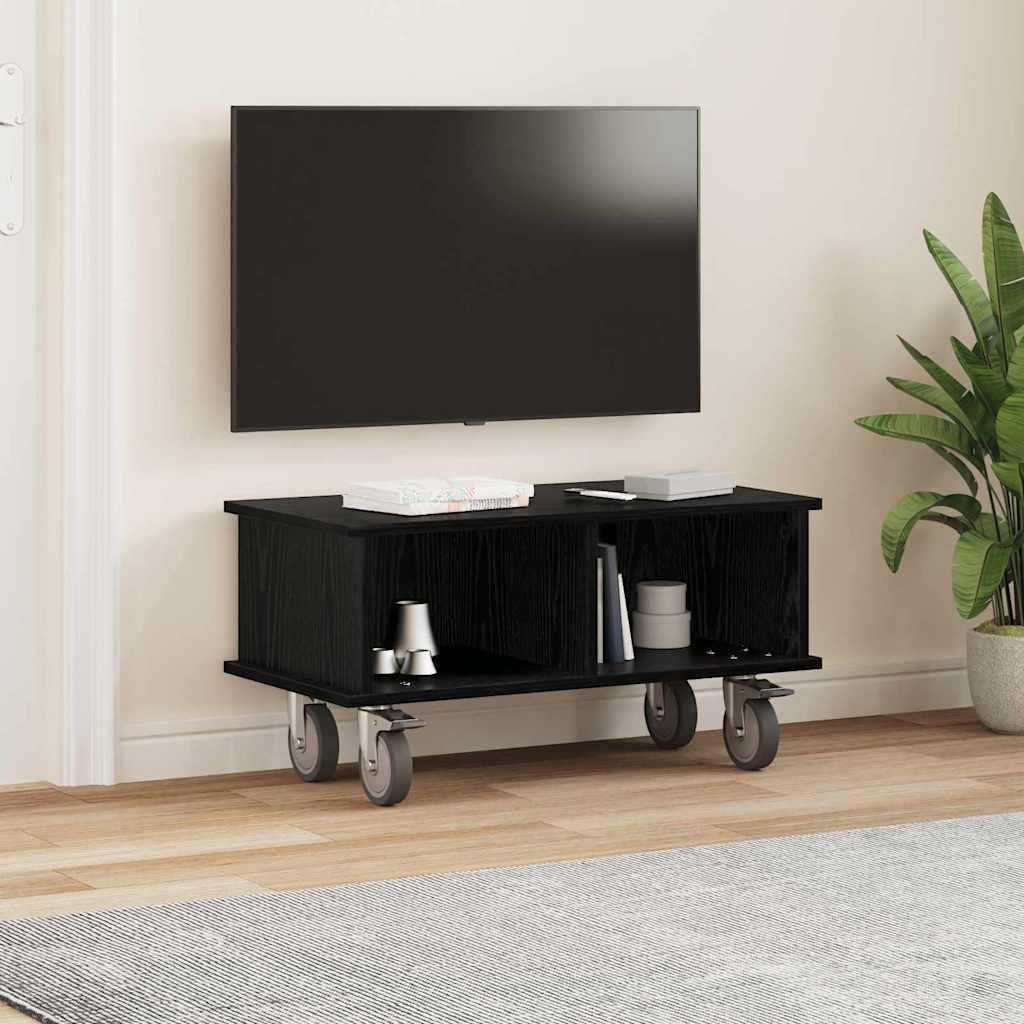 TV Stand Black Oak 68.5 x 35 x 35 cm Engineered Wood