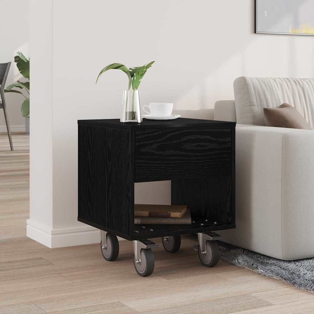 Bedside Table Black Oak 40.5 x 40 x 48 cm Engineered Wood