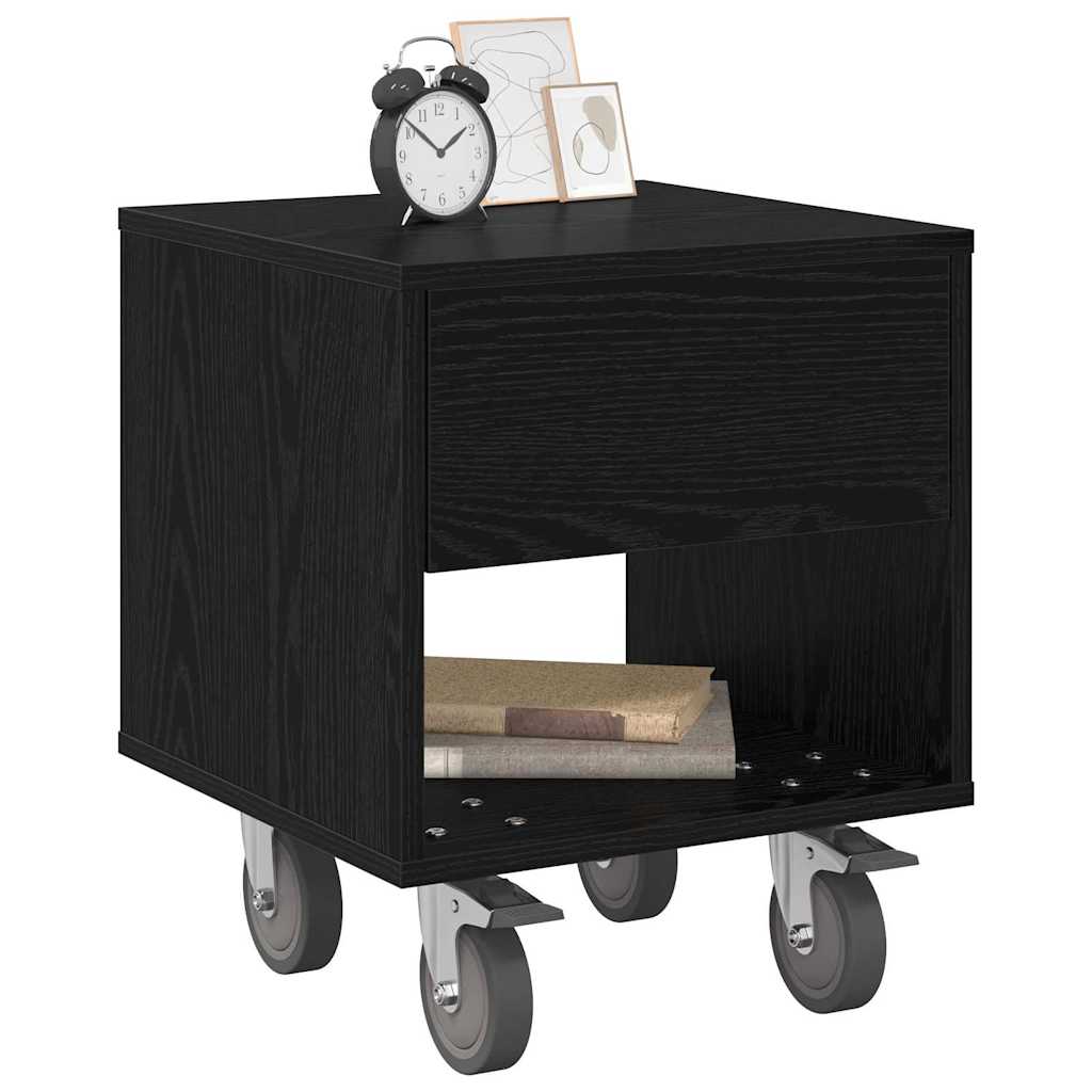 Bedside Table Black Oak 40.5 x 40 x 48 cm Engineered Wood