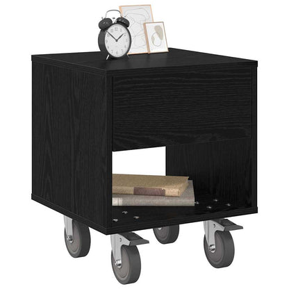 Bedside Table Black Oak 40.5 x 40 x 48 cm Engineered Wood